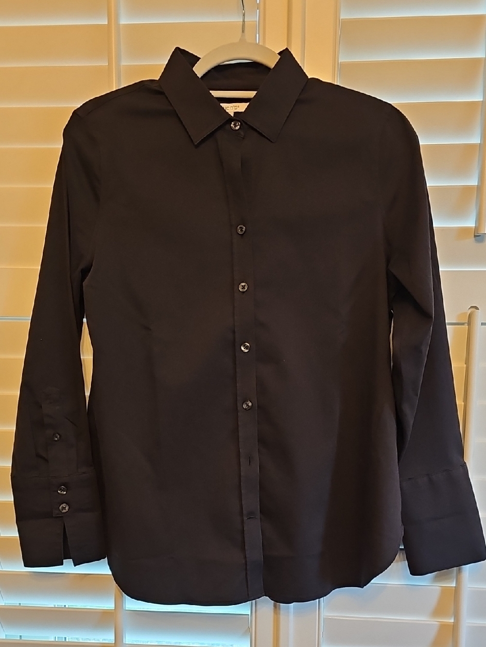 Chico's Women's Black Button-Up Dress Shirt - Classic Long Sleeve